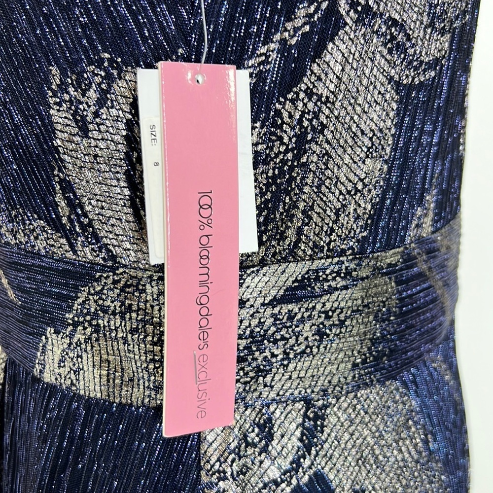 AQUA FORMAL WOMEN’S  METALLIC FLORAL PRINT  HALTER GOWN  EXCLUSIVE NWT SZ 8 - Picture 11 of 16